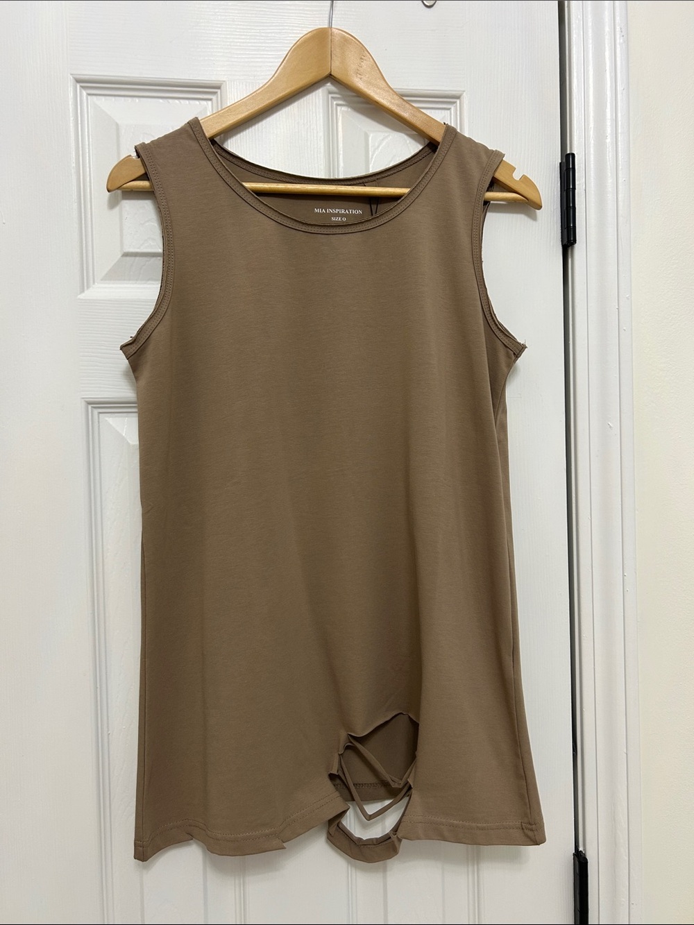 Taupe Distressed Sleeveless Tank
